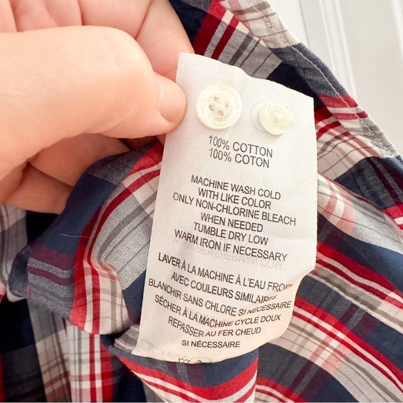 Ben Sherman Red White Blue Plaid Paisley Long Sleeve Button Down Shirt sz Large - Picture 5 of 5